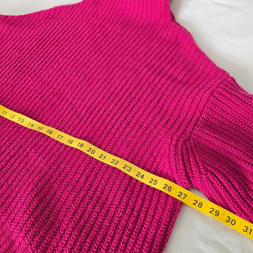 Free People Swim Too Deep Sweater Hot Pink Oversized Chunky Turtleneck Small - Picture 4 of 11